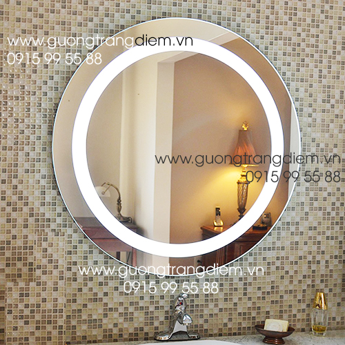 Đèn led của gương trang điểm treo tường có đèn hình tròn cho ánh sáng đẹp và dễ sử dụng